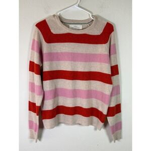 Birds of Paradis Trovata Cashmere Striped Sweater Red Pink Oatmeal Medium